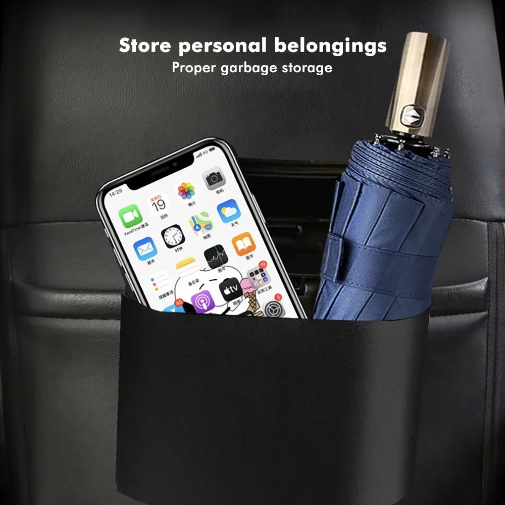 Car Trash Can with Lid – Hanging Folding Organizer for Rear Seat & Trash Disposal