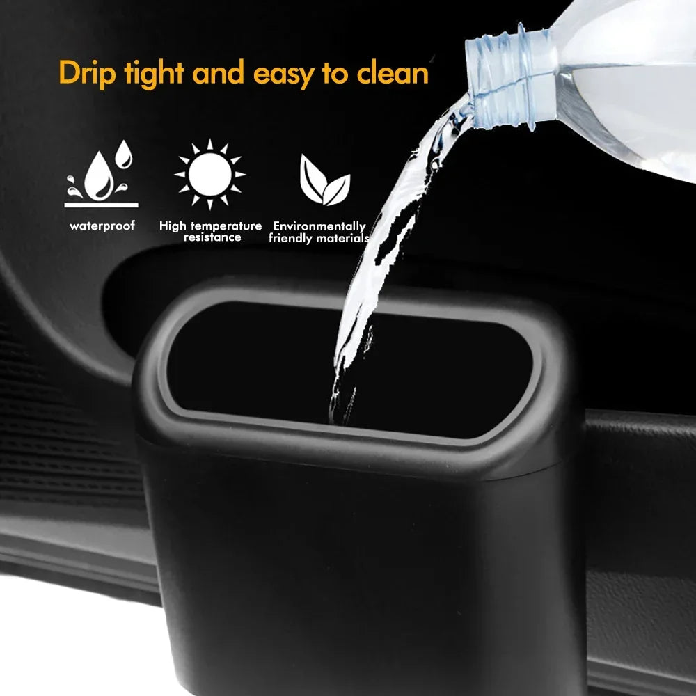 Car Trash Can with Lid – Hanging Folding Organizer for Rear Seat & Trash Disposal