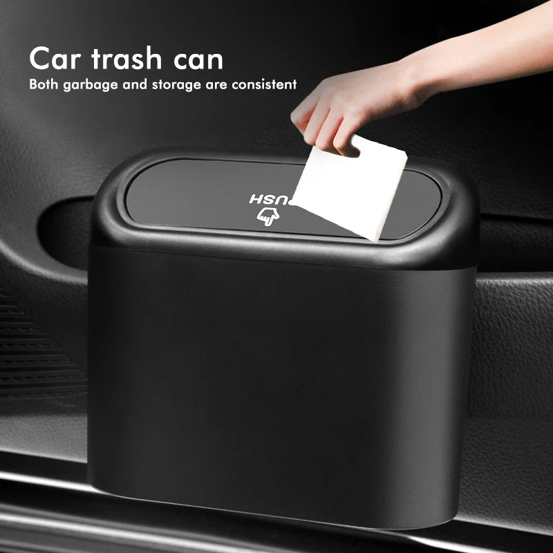 Car Trash Can with Lid – Hanging Folding Organizer for Rear Seat & Trash Disposal