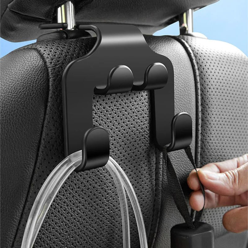 Universal Car Seat Headrest Hook – Black Hanger for Handbag, Purse, Coat & Grocery Storage