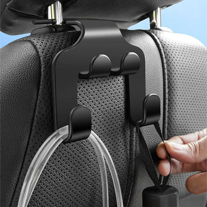 Universal Car Seat Headrest Hook – Black Hanger for Handbag, Purse, Coat & Grocery Storage