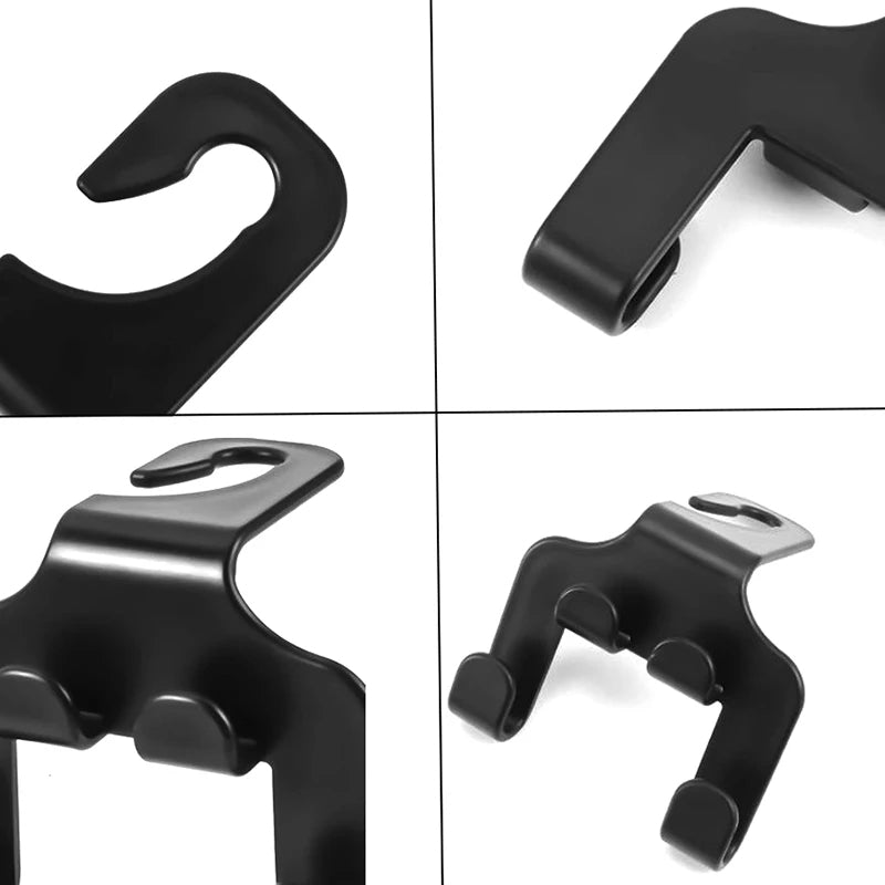 Universal Car Seat Headrest Hook – Black Hanger for Handbag, Purse, Coat & Grocery Storage