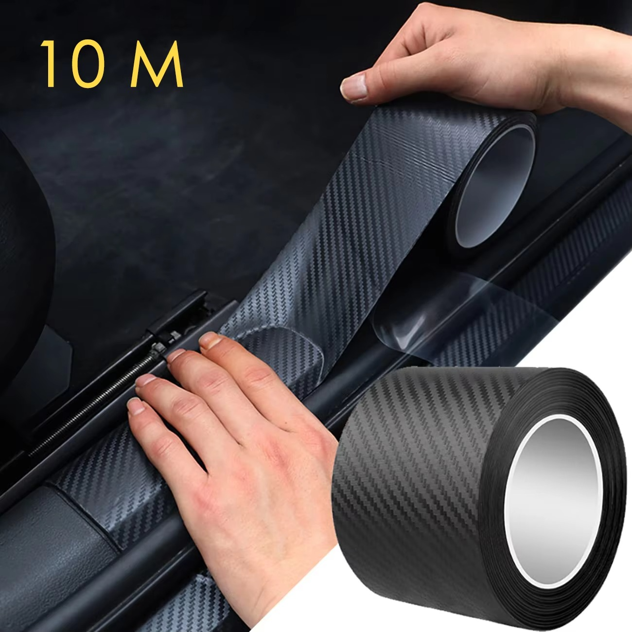 10M Nano Carbon Fiber Car Tape – 3D Waterproof Protective Film for Door, Mirror & Edge Guard