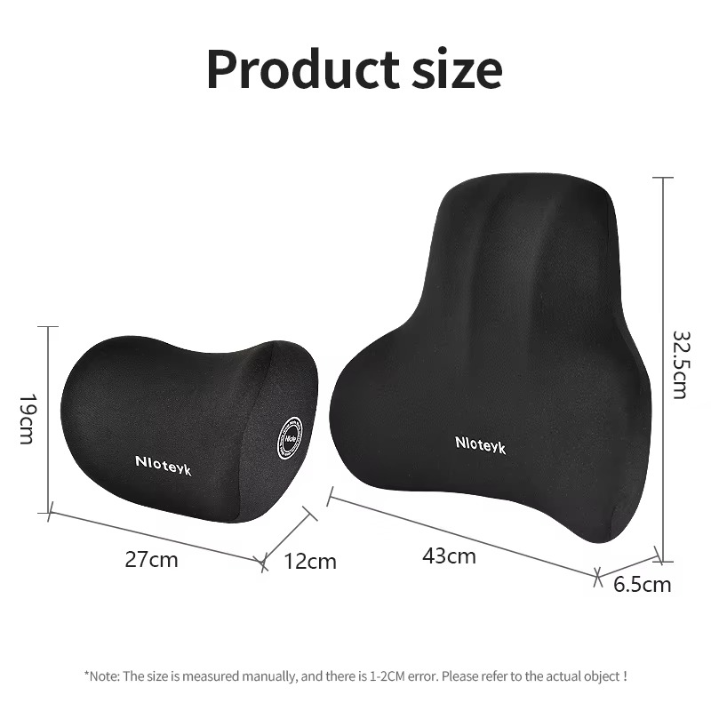 Memory Foam Car Neck & Lumbar Support Cushion – Universal Seat Pillow for Comfort